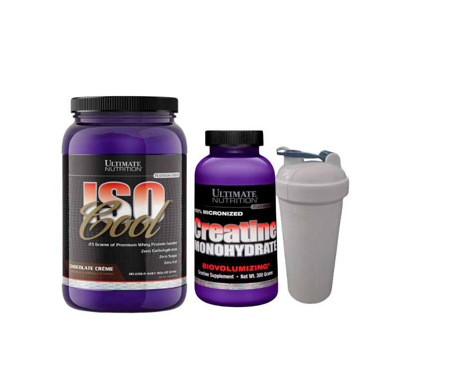 Pack GATO CHUCHUMECO (iso coold ultimate nutrition 2lb +creatina ultimate nutrition 300gr +shaker)