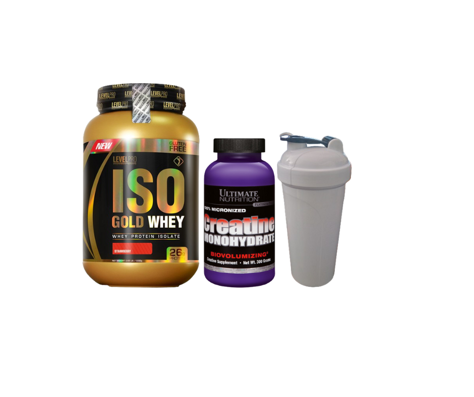 Pack GATO ANABOLICO (iso gold whey 1.1kilos+ creatina ultimate 300gr+shaker)